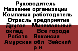 Руководитель › Название организации ­ Компания-работодатель › Отрасль предприятия ­ Другое › Минимальный оклад ­ 1 - Все города Работа » Вакансии   . Амурская обл.,Зейский р-н